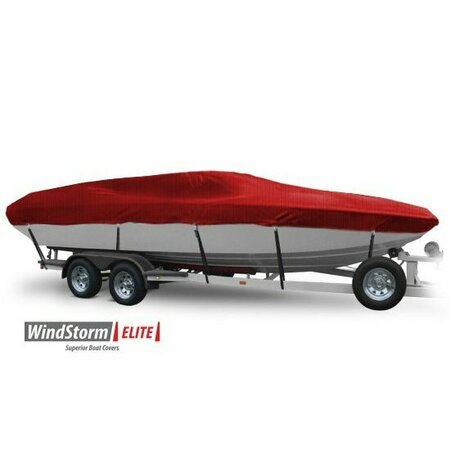 EEVELLE Boat Cover PERFORMANCE BOAT w/ Outboard 18ft 6in L 96in W Red SBPERF1896B-JYR
